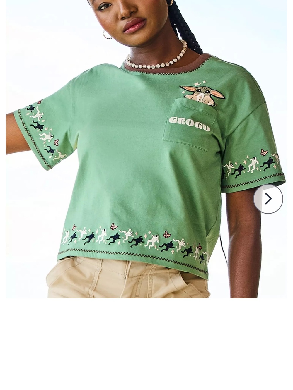 Disney BoxLunch x Star Wars Grogu Baby Yoda Shirt Top Sz S M Crop Top NWT